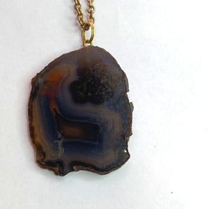 Dark agate slice necklace